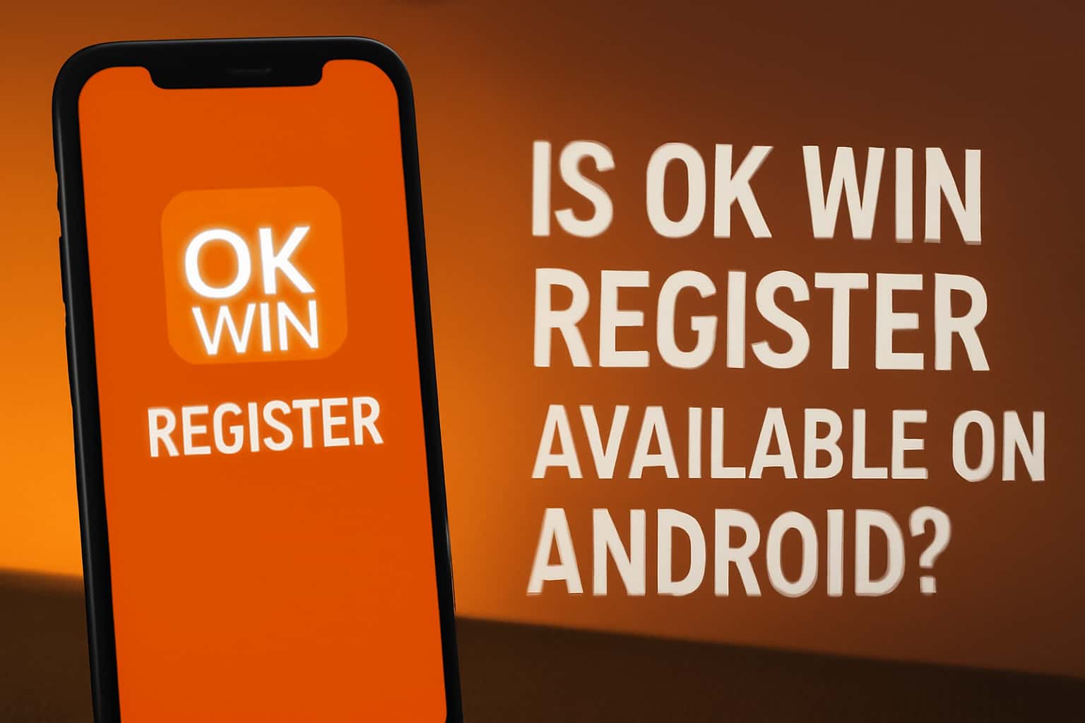 Informational graphic illustrating OK Win Register availability on Android.