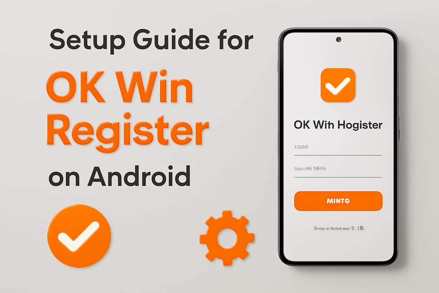 An informative scene depicting the installation guide for OK Win Register on Android.