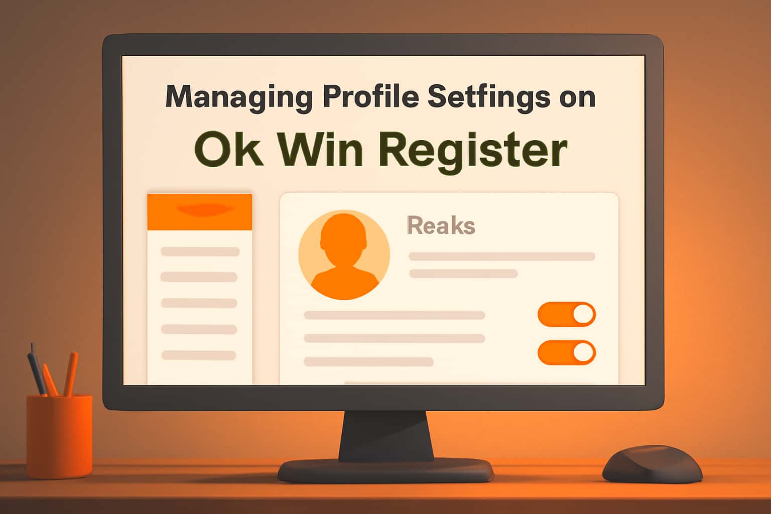 Visual representation of managing profile settings on OK Win Register.