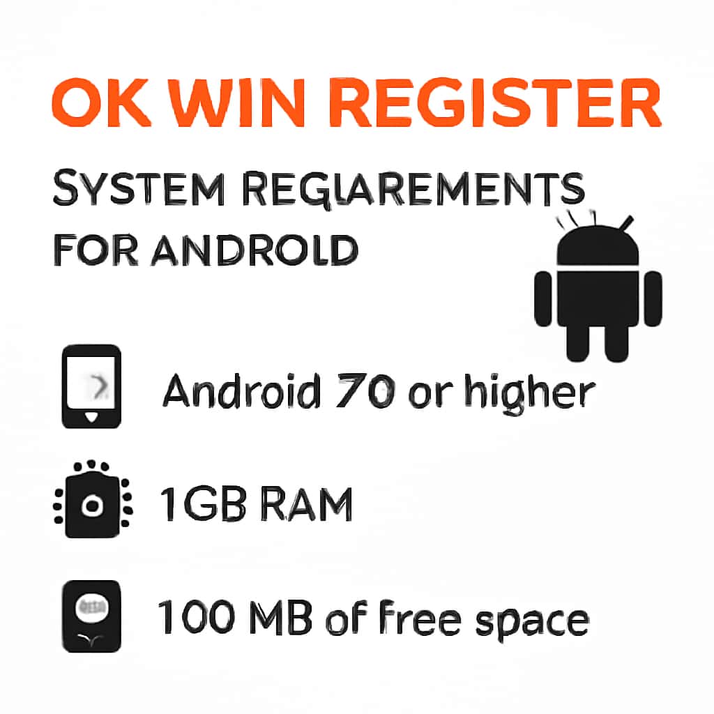 An educational diagram detailing the requirements for OK Win Register on Android.