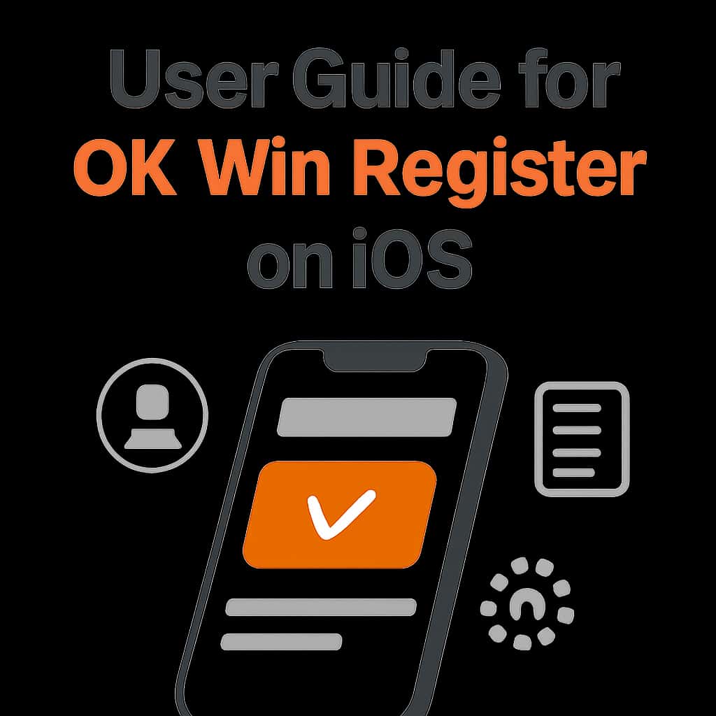 An illustration detailing the installation process of OK Win Register on iOS.